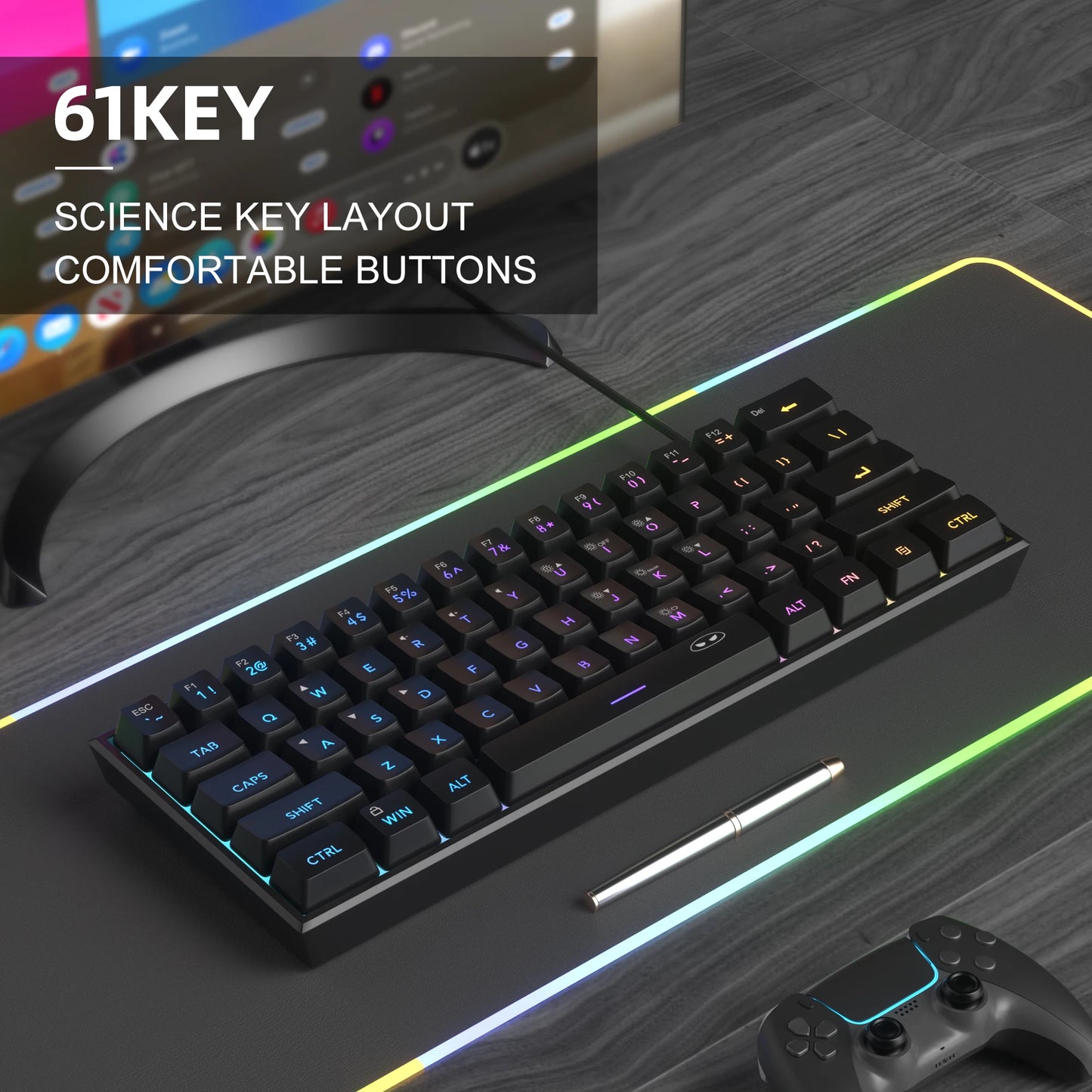 MageGee Mini 60% Gaming Keyboard RGB