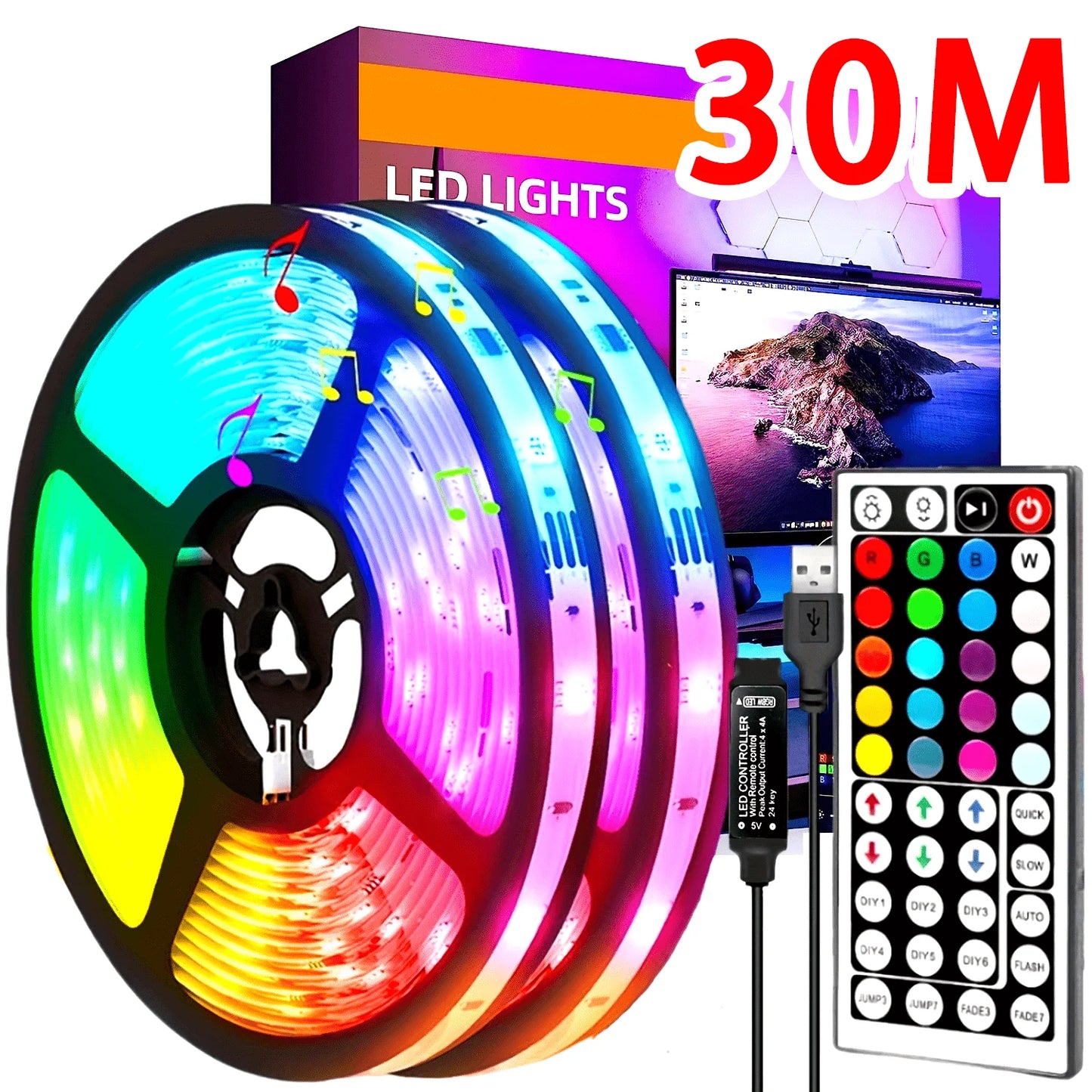 USB RGB LED Strip Light APP Control IR Bluetooth Tape