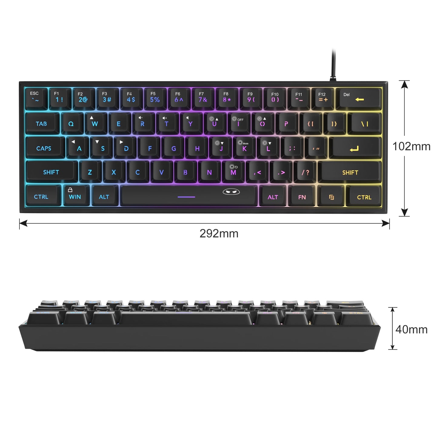 MageGee Mini 60% Gaming Keyboard RGB