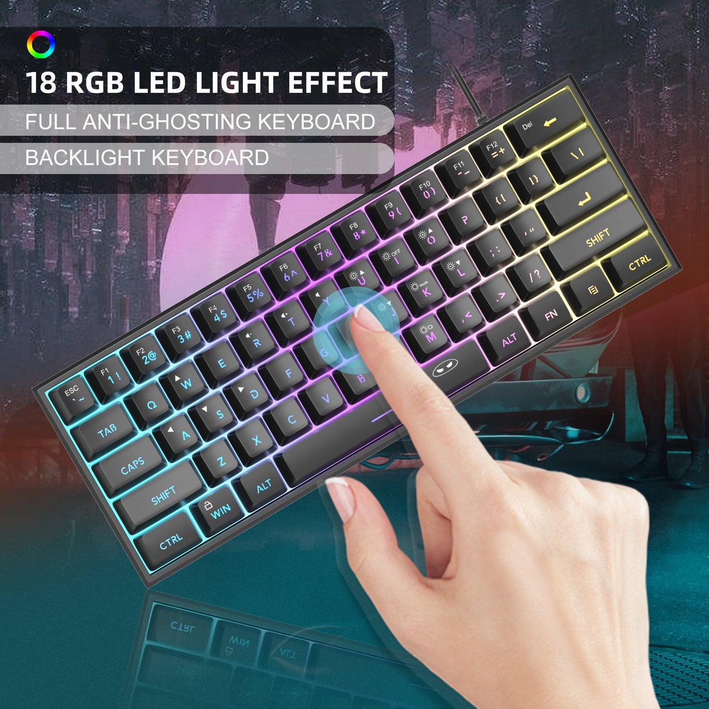 MageGee Mini 60% Gaming Keyboard RGB