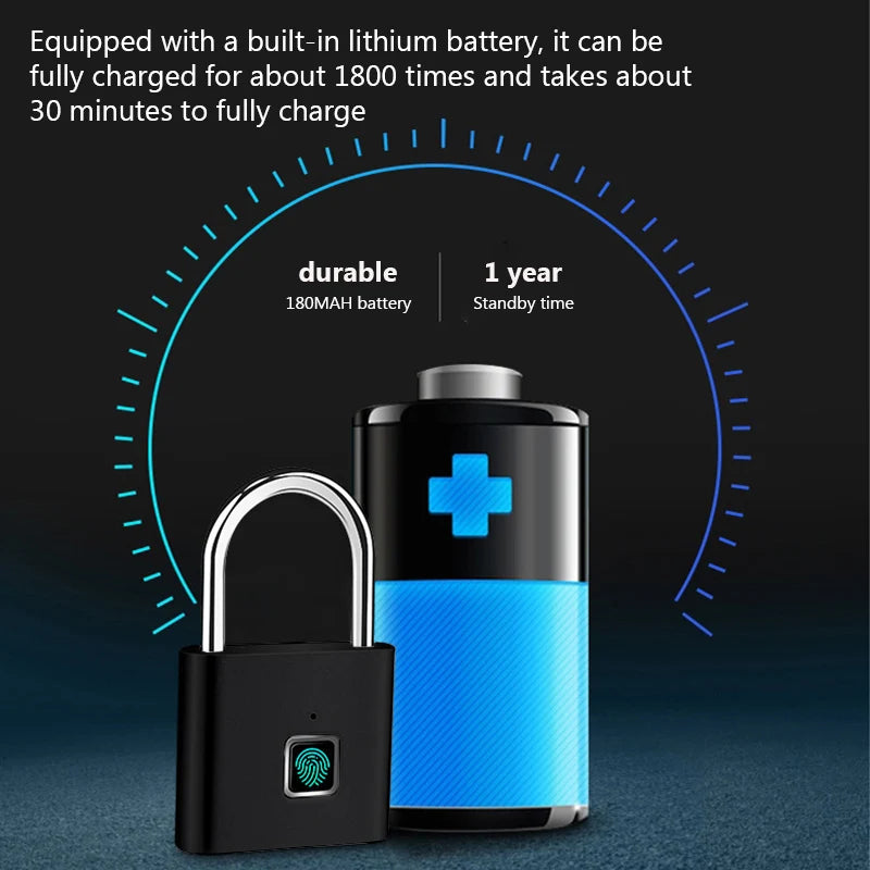 Smart Rechargeable Fingerprint Padlock