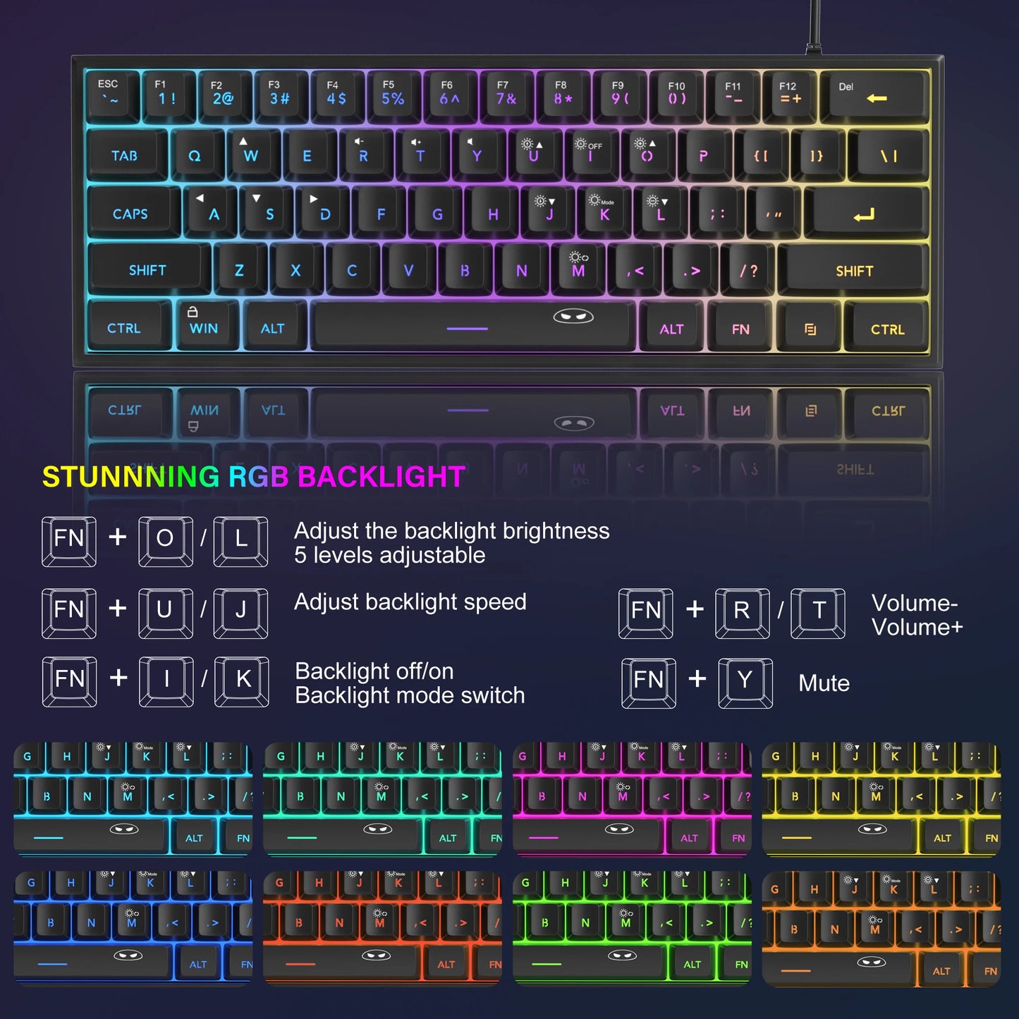 MageGee Mini 60% Gaming Keyboard RGB
